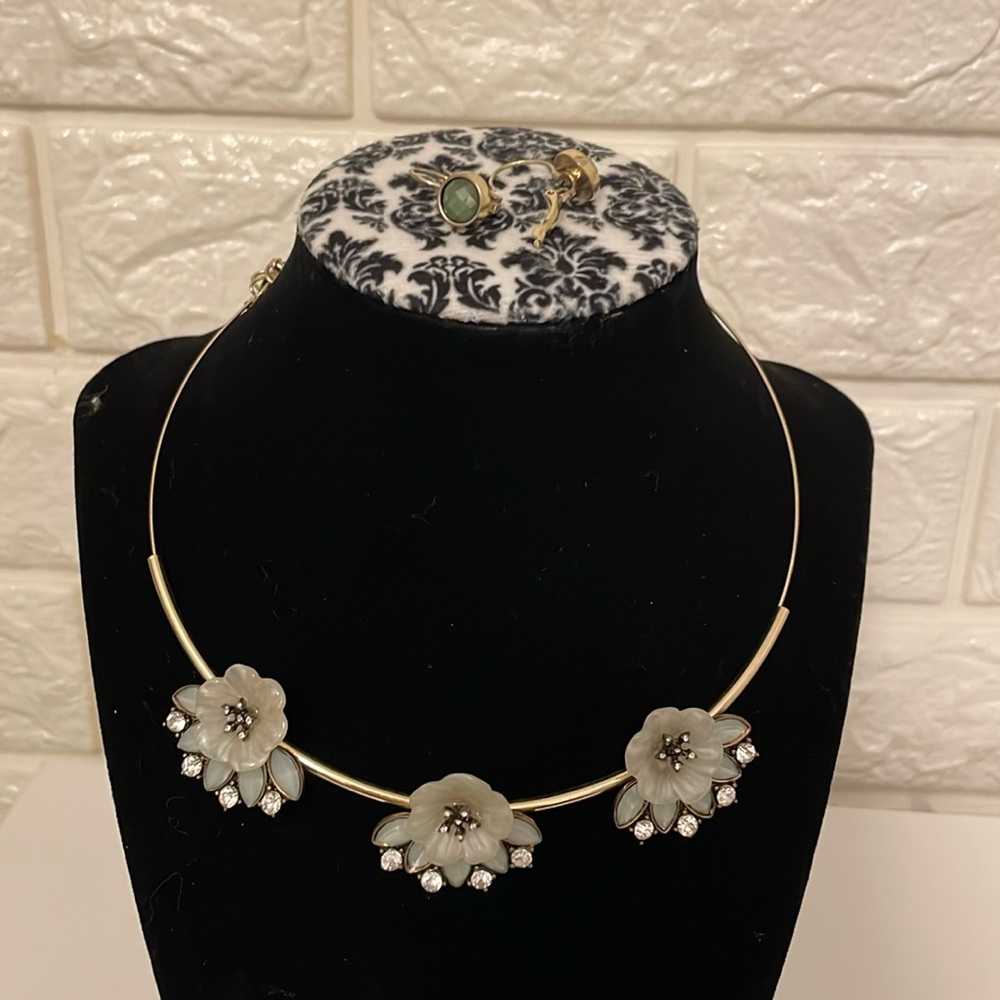 Necklace and earrings.